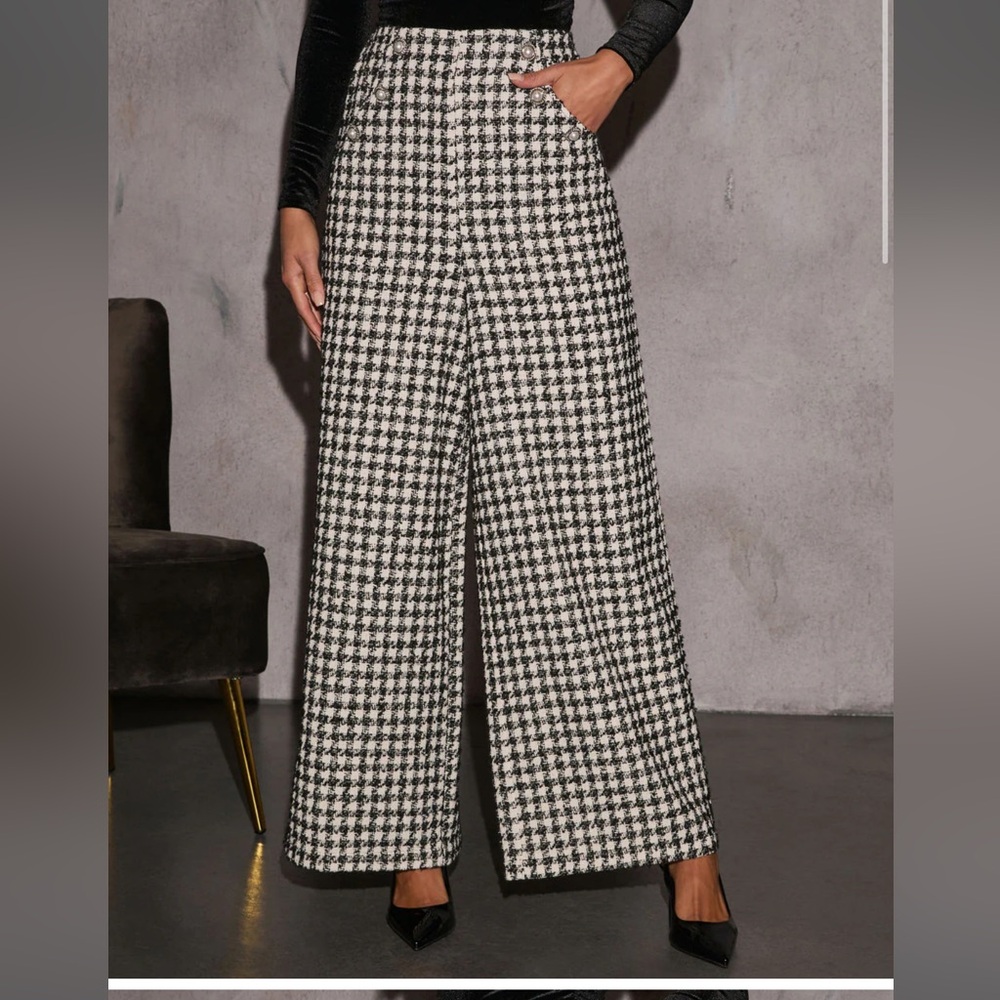 VICI NWT Houndstooth Wide-Leg Pants - Picture 2 of 15